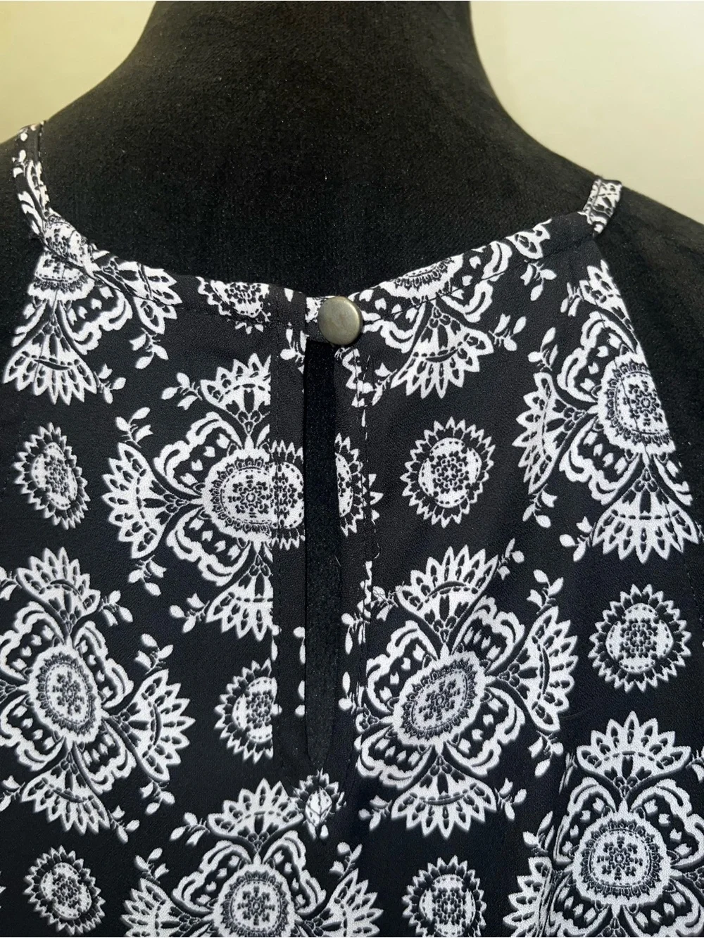 Black & White Halter Neck Printed Tank